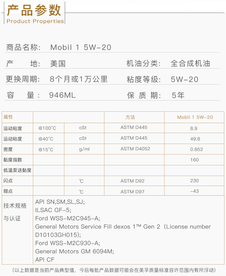 美孚1號(hào) 全合成機(jī)油 5W-20 SN 1 QT裝-第4張圖片-鄭州市冠恒貿(mào)易有限公司【官方網(wǎng)站】-車(chē)用潤(rùn)滑油服務(wù)專(zhuān)家