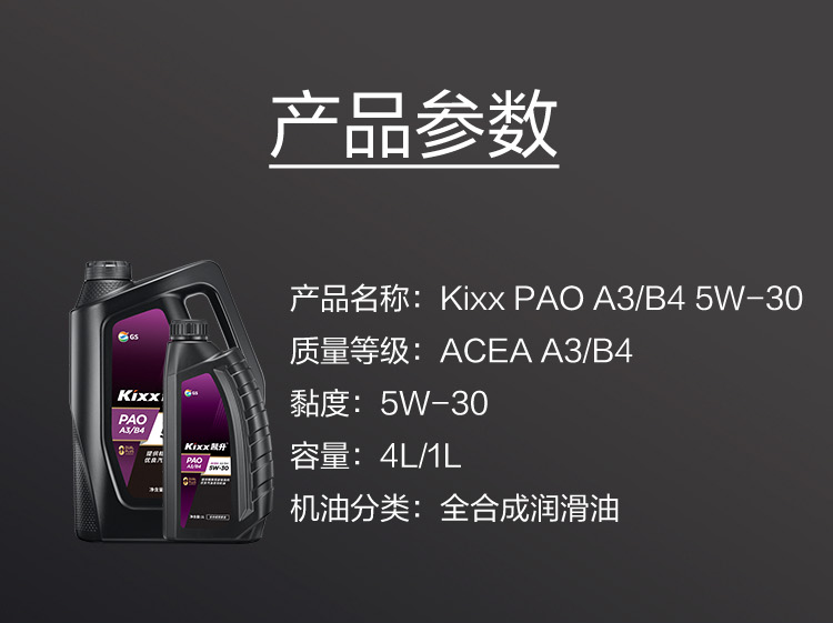 GS (Kixx) 凱升PAO全合成機(jī)油 5W-30 A3B4級(jí) 黑凱系列 4L-第6張圖片-鄭州市冠恒貿(mào)易有限公司【官方網(wǎng)站】-車用潤(rùn)滑油服務(wù)專家